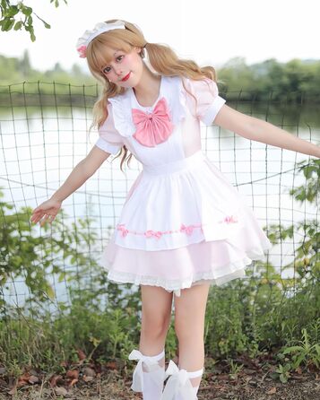 Костюм покоївки FCCAM CCAM: костюм покоївки, костюм служниці, косплей, костюм офіціантки (рожевий, 3XL)