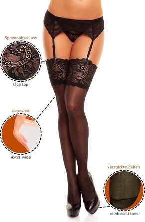 Чорні мереживні шкарпетки GLAMORY Dream 20 XL для великих розмірів