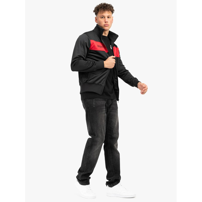 Чоловіча спортивна куртка Lonsdale Slim Fit, поліестер, чорно-червона, розмір XS