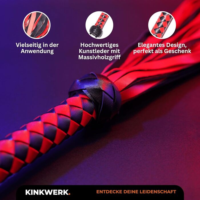 Флогер чорно-червоний (PU) | Штучна шкіра преміум-якість | Міцний хват | Універсальний для BDSM ігор в приміщенні та на вулиці