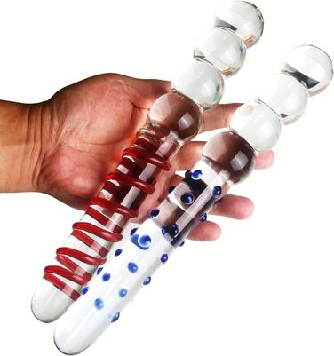 Скляний анальний дildo ScreaAss 28 см з кулями та ланцюгом, G-spot, для чоловіків та жінок, червоний комплект