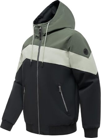 Чоловіча легка демісезонна куртка Ragwear Stewie Block: водонепроникна та дихаюча з капюшоном, колір Dark Olive, розмір S