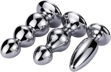 Металевий анальний плагін Tplkxurib 3 розміри: анальний стимулятор, дildo з нержавіючої сталі з діамантовою основою, масажер простати, анальний дилататор для чоловіків та жінок, сріблястий, L