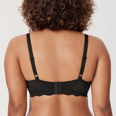Бюстгальтер DELIMIRA з мереживом, великі розміри, прозорий сітчатий бюстгальтер з кісточками, чорний, 95D