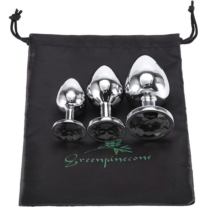 Набір анальних пробок Klein Medium Groß Metall з кристалами та діамантами (чорний)