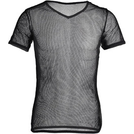 Чоловіча літня футболка з сіткою - прозора спортивна футболка для чоловіків, чорна (L)