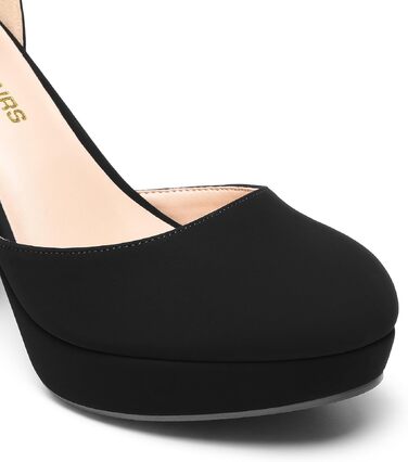 Жіночі туфлі-човники на високих підборах та платформі DREAM PAIRS, чорний нубук, розмір 37 EU