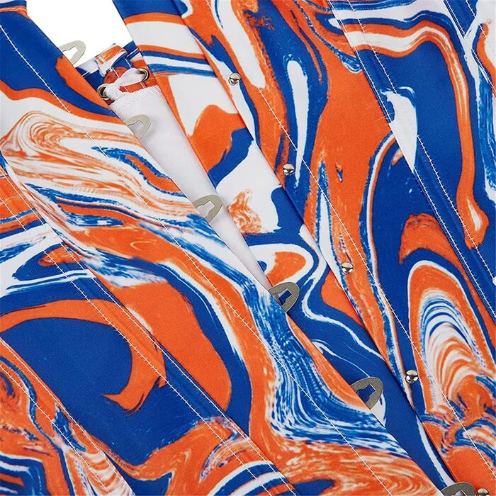 Жіноче корсетне тіло Adelce з квітковим принтом, блакитно-помаранчеве, на шнурівці, вінтажний стиль