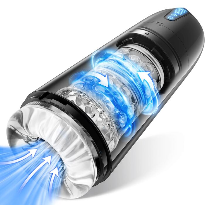 AI-Sync Електричний мастурбатор для чоловіків: Кубок з 7 режимами стимуляції (вакуум + ротація) та 3D реалістичною мушкою для імітації орального сексу