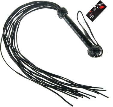 Чорна ге́ртка з преміум-шкіри буйвола, ручної роботи, 65 см - для сексу та SM