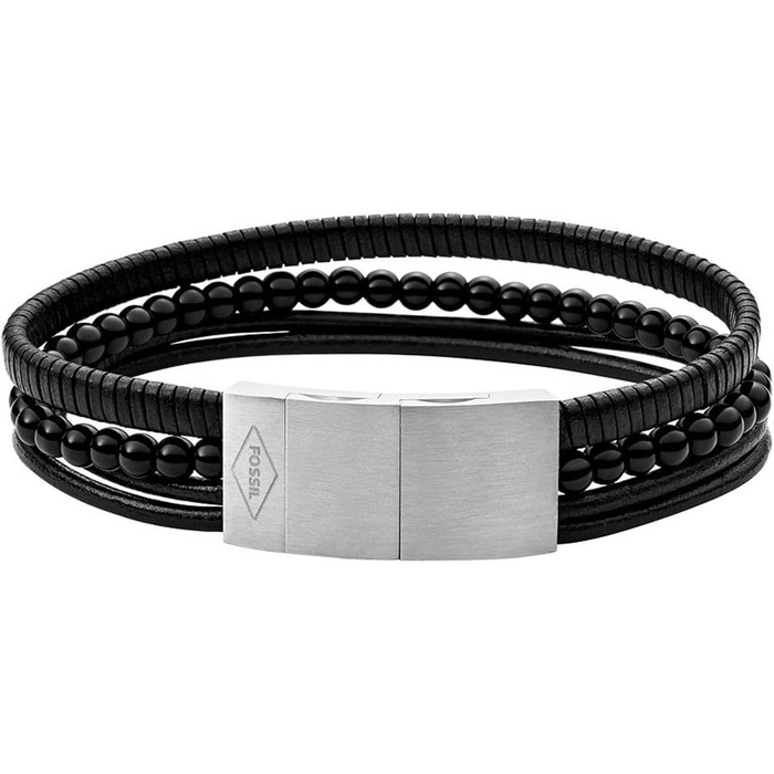 Чоловічий ремінець для годинника Fossil Vintage Casual зі шкіри та нержавіючої сталі, графітово-чорний, з карабіном та застібкою