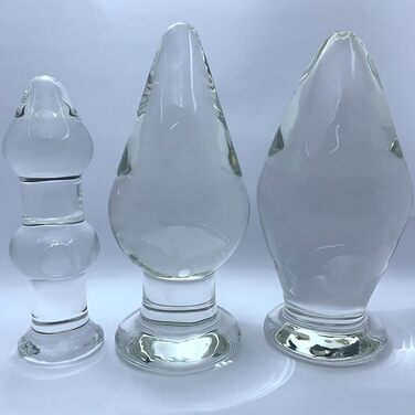 Анальний плагін зі скла ScreaAss Big Glas – 4.5/7.5/8 см, прозорий кристалічний дилдо для анального сексу, мастурбація, SM bondage для жінок та чоловіків