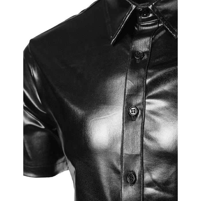 Чоловіча сорочка JOGAL з металевим блиском для вечірок та клубу, чорна (M)