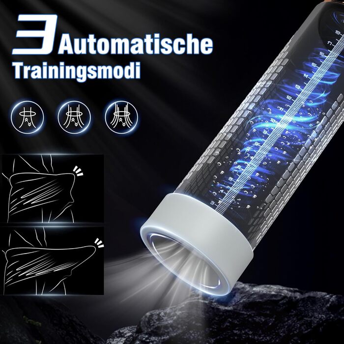 Пумпа для статевих органів HIVEFUN для чоловіків, секс-іграшка мастурбатор з 4 режимами всмоктування та 3 автоматичними режимами тренування, водонепроникна IPX7, сірий колір