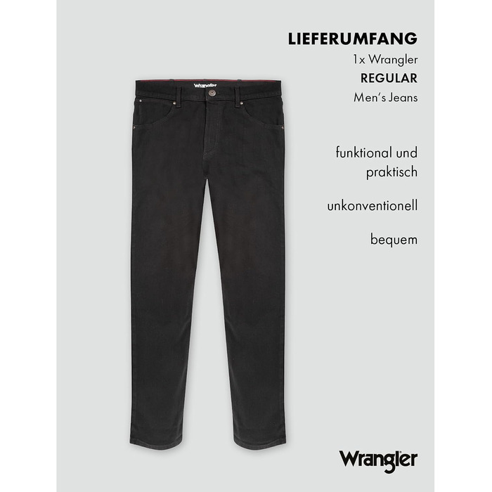 Чоловічі джинси Wrangler Regular Fit Regular - середня посадка, колір Black Rinse (синьо-чорний), W34 L30