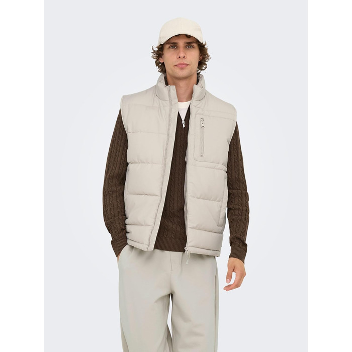 Чоловічий стібаний жилет Only & Sons Onsjake Quilted Vest Otw, сріблястий