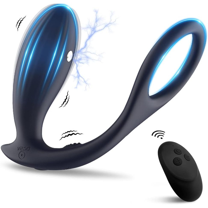 Анальні вібратори PQKuss для пар: стимулятор простати з 3 режимами шоку та 10 вібрацій, електричний анальний плагін та кільце для пеніса, силікон