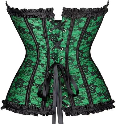Сукня-корсет з мереживом, зелена, для свята та Хелловіну (XXS)