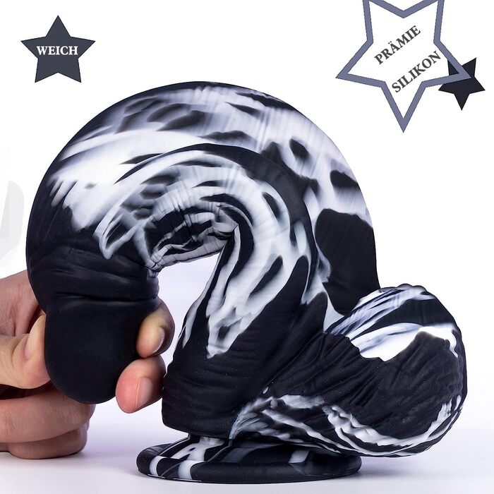 Анальний секс-іграшка XXL 'Фентезі' - великий силіконовий дилда з соскою, чорного кольору, для чоловіків та жінок