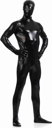 Чоловічий латексний комбінезон з блискавкою, повсякденний костюм для клубу, Хелловін, сцени (чорний, XXL)