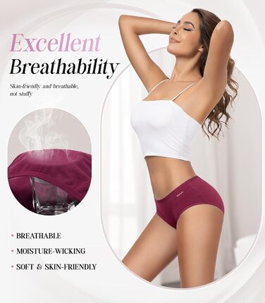 Танстц (TANSTC) жіночі труси-сліпи з бавовни, 6 шт. в упаковці, низька талія, еластичні, дихаючі, XS