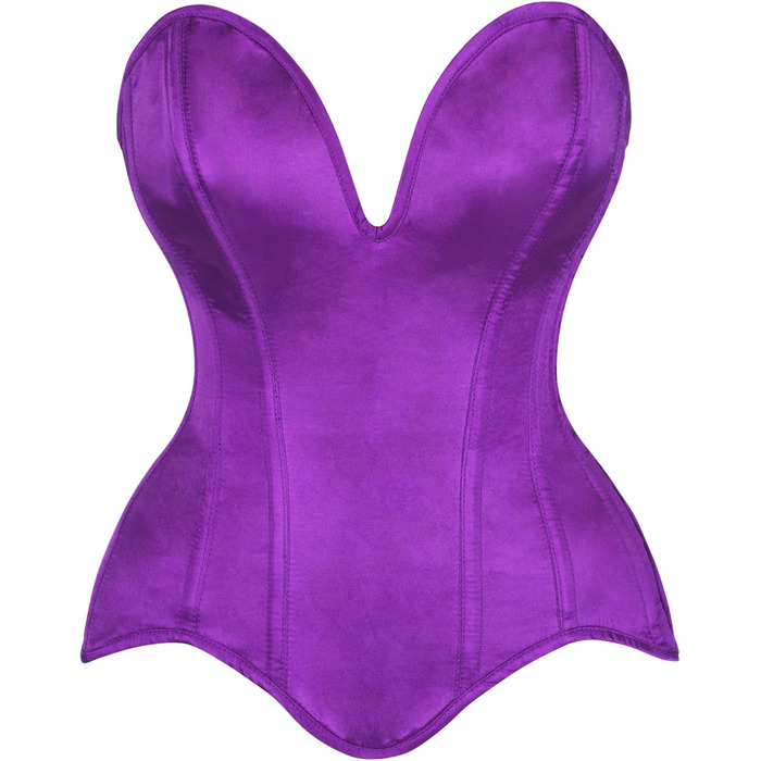 Корсет Daisy Corsets з темного фіолетового атласу, Overbust, сталеві ребра, виріз на шиї, XS