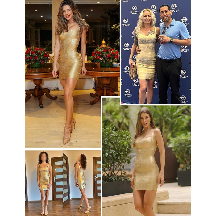 Сукня облягаюча без рукавів Meilun Rayon Bodycon золота XL