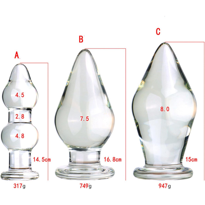Скляний анальний плагін Hrekssi XXL (діаметр 45/75/80 мм) - для чоловіків та жінок