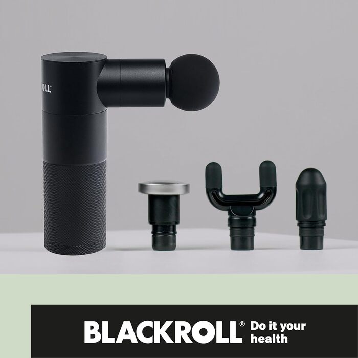 Міні-перкусійний масажер BLACKROLL® FASCIA GUN для м'язів та фасцій, 4 насадки, 4 рівні інтенсивності, зарядка USB-C