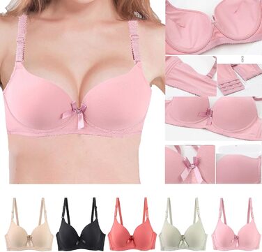 3 шт. бюстгальтери для жінок XCXC з кісточками, великі розміри, Push-Up, легкі, ідеальна посадка, класичний дизайн, регульовані бретелі, анти-провисання, комплект на кожен день та для відпочинку (Бежевий+Червоний+Чорний), розмір 80B