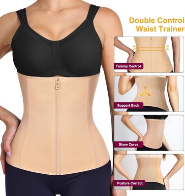 Корсет для фігури KUAYES: тренажер для талії, корсаж, пояс для схуднення, бежевий (XS)