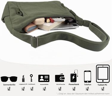 Жіноча сумка-шопер Cord Tote Bag: велика сумка через плече та хобо для школи та роботи, вельветова сумка з регульованим ременем (один розмір, зелена)