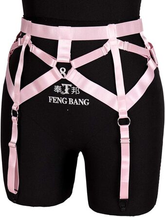 Жіночий пояс-петля з 4 кліпсами, пояс-стрінг, шкарпетки в стилі Харадзюку, універсальний розмір, рожевий