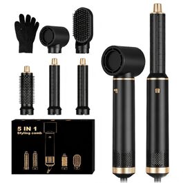 Мультистайлер для волосся 5 в 1 MogaWave Airstyler Pro 1000W: фен-щітка, плойка для локонів, об'ємний стайлер з іонізацією, чорний