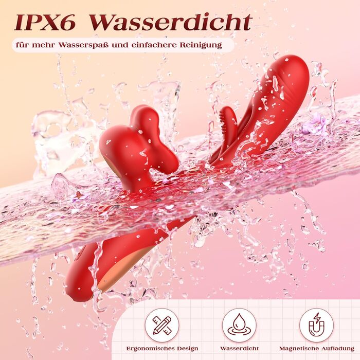 Вібратор для жінок Dildo з 7 режимами вібрації, стимулятором G-точки та клітора, рожевий