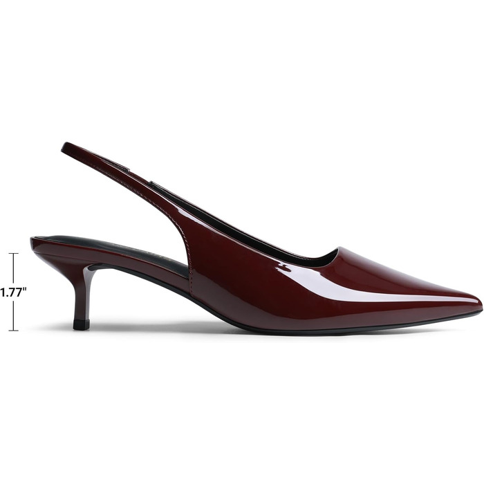 Жіночі туфлі-човники Dream Pairs на низьких підборах (Kitten Heels) з відкритою п'ятою (Slingback), бордові, розмір 37 EU