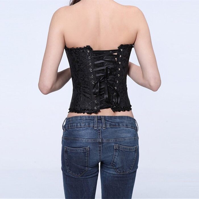 Корсетний топ PhilaeEC для жінок, великі розміри, атлас з квітковим візерунком, з кісточками, бюстгальтер-ліф, чорний