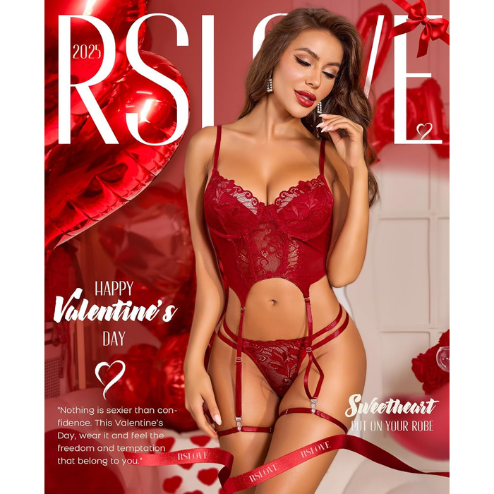 RSLOVE Комплект жіночої білизни (4 шт.) S, Бордовий