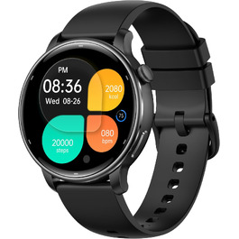 Смарт-годинник для жінок з AMOLED-екраном, GPS та фітнес-трекером, водонепроникність 3ATM, моніторинг HR/SpO2, 110+ спортивних режимів (Чорний)