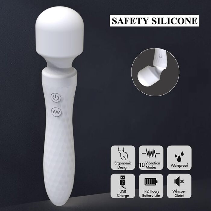 Вібратор JFRong Doppelkopf для дорослих: масажний стрижень з 10 режимами, стимулятор G-точки, тихий, водонепроникний, чорний