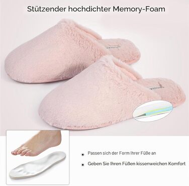 Жіночі домашні капці Snug Leaves з штучним хутром та ефектом пам'яті Memory Foam, рожеві, розмір 42/43 EU