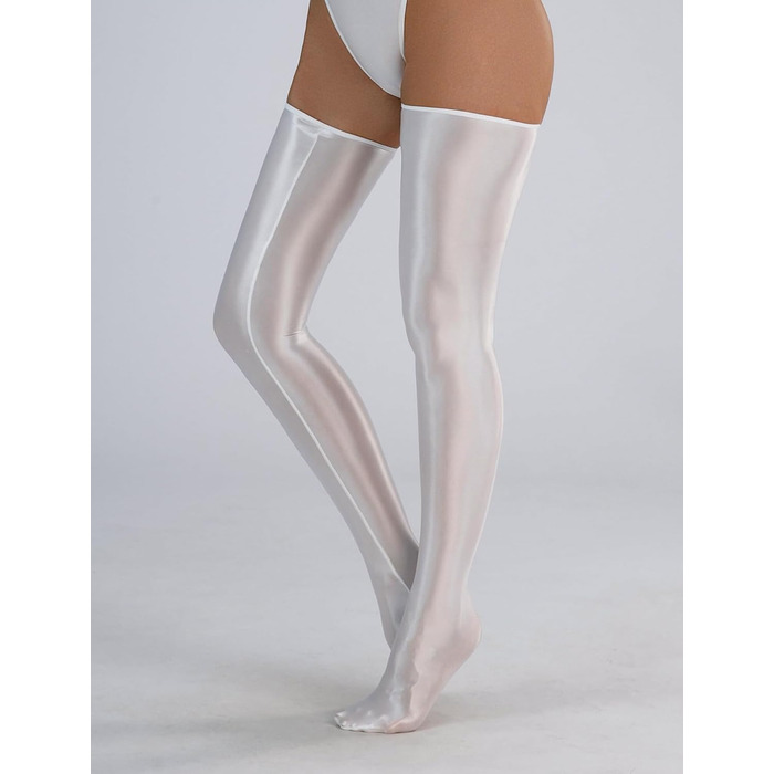 Чулки-сліп Overknees FEOYA з ефектом мокрого блиску, білі. Чорні, танцювальні, для вечірок, костюми.