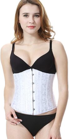 Корсет Everbellus для жінок з 24 сталевими ребрами, для схуднення, корсаж, пояс, під грудьми, без ребер, мідер (S, білий)
