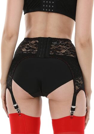 Жіночий корсетний ремінь Klönkee з 6 тримачами, широкі панчошні ремені з квітковим візерунком з мережива, регульовані металеві кліпси, розмір L