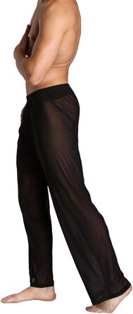 Чоловічі прозорі штани з сітки, чорні, нічна сорочка, спідня білизна, нейлон, сітчасті штани, довгі прозорі штани, чоловічі штани з сітки, штани з тонкої сітки, чорні, XL