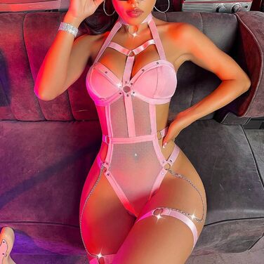 Жіноча мереживна бюстгальтер і труси Reizwäsche WILLBET 4XL, рожевий, для дому