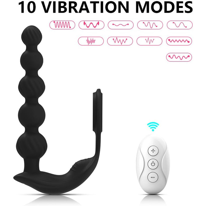 Анальні вібратори для чоловіків NAIXBTY з простатичним масажером, кільцем для пеніса та анальними кульками. 10 режимів вібрації, Butt Plug, секс-іграшки для чоловіків