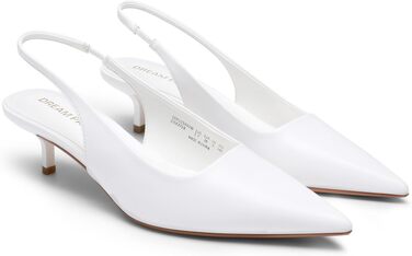 Жіночі туфлі-човники Dream Pairs на низьких підборах з відкритою п'ятою (slingback), білі, розмір 43 EU