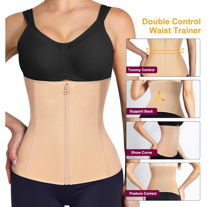 Корсет для фігури KUAYES: тренажер для талії, корсаж, пояс для схуднення, бежевий (XS)