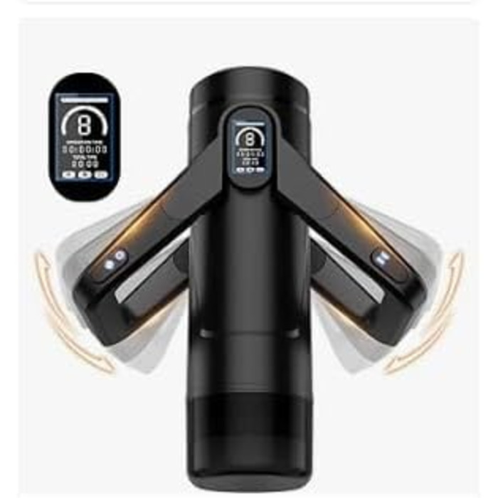 Інтимна іграшка для чоловіків Eanatoys з 9 вібраціями, телескопічною функцією, 3D-реалістичною вагіною та LCD-дисплеєм. Чорний колір